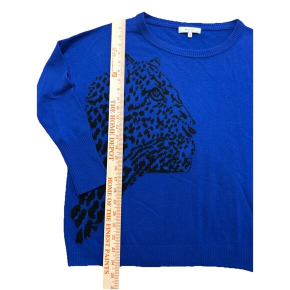 Milly Sweater Black Leopard Face Long Sleeve SZ S Cashmere Wool Oversized - Picture 2 of 7